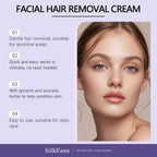 Facial hair removal cream benefits: gentle, quick and easy, with glycerin and avocado butter